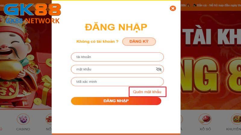 Chọn “Quên mật khẩu” và nhập thông tin